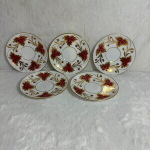 Grosvenor Fine Bone China "Culross" Saucer Set 5 Floral Saucer for Demitasse Cup